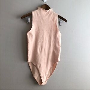 Fabletics Mock Neck Sleeveless Fitted Tank Stretch Soft Fitted Bodysuit Pink